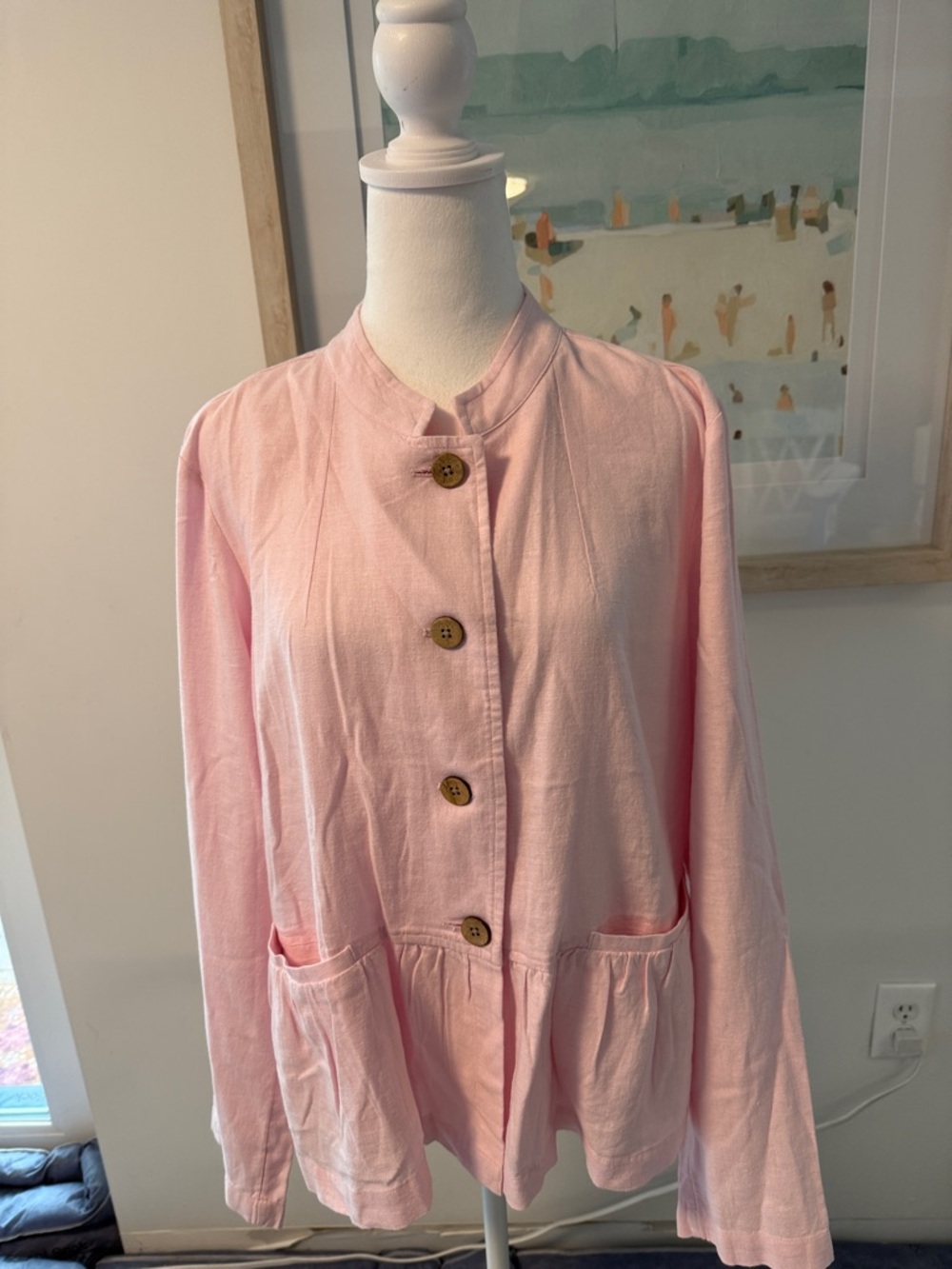 NWT 🌸 J. Jill Soft Pink Button-Front Jacket Size Large